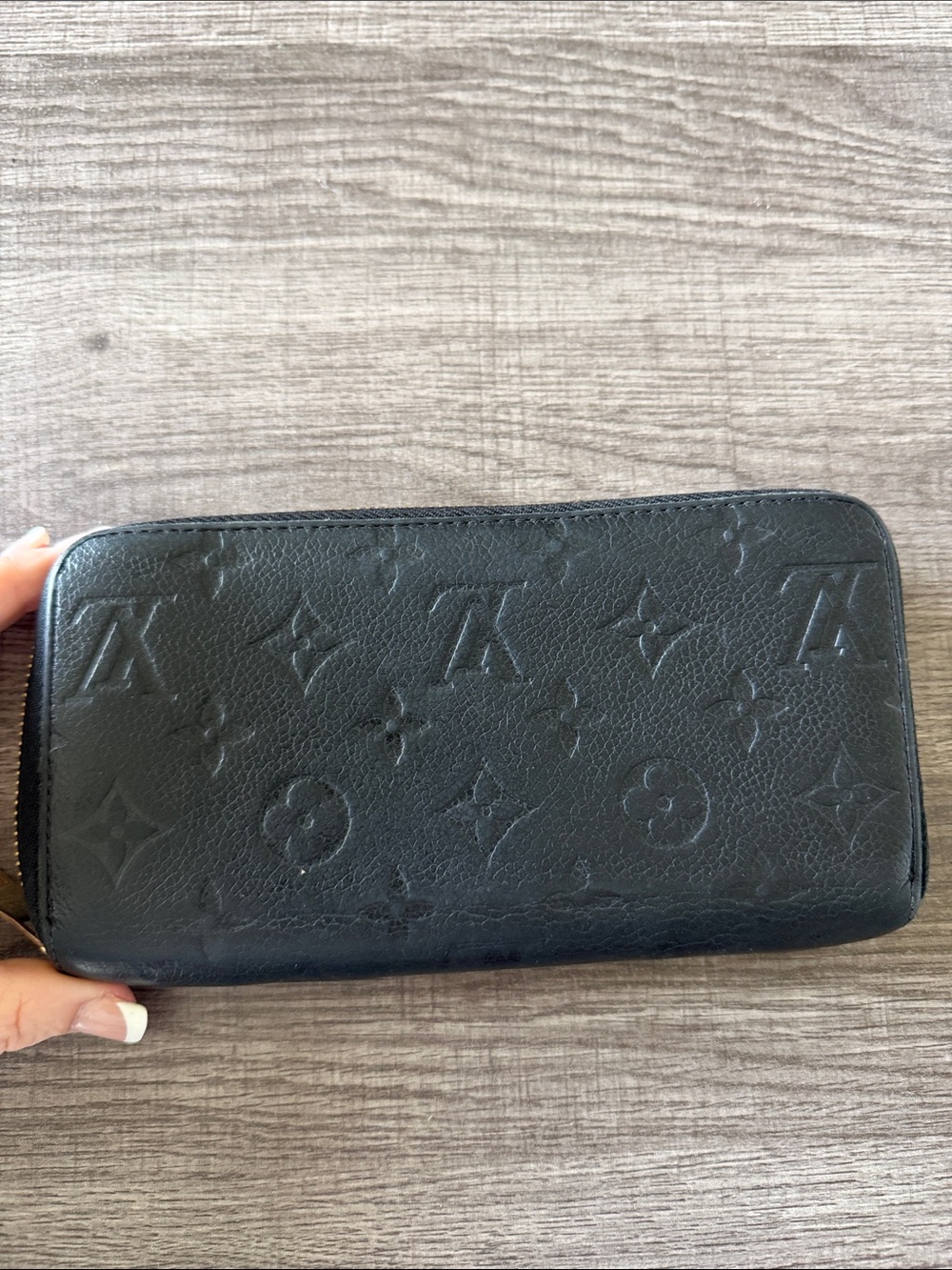 Louis Vuitton Black Embossed Monogram Zip-Around Wallet